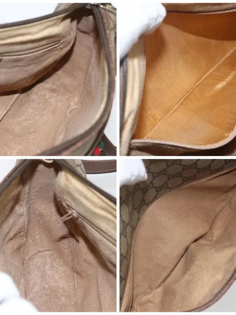 GUCCI GG Supreme Web Sherry Line Bag PVC Beige Gold 89 02 077 Auth 165219 - Picture 15 of 16